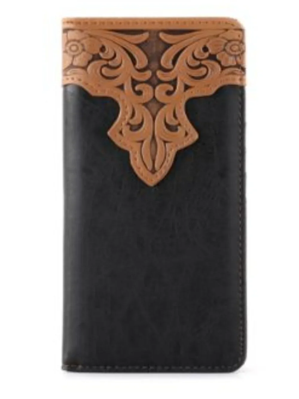 Montana West Men's Embossed Tooled Bifold Long Wallet Black NWT